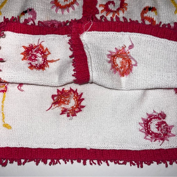 Vintage Jane’s Closet Flamingo 3/4 Sleeve Button Front Cardigan Sweater Sz M - Picture 8 of 14